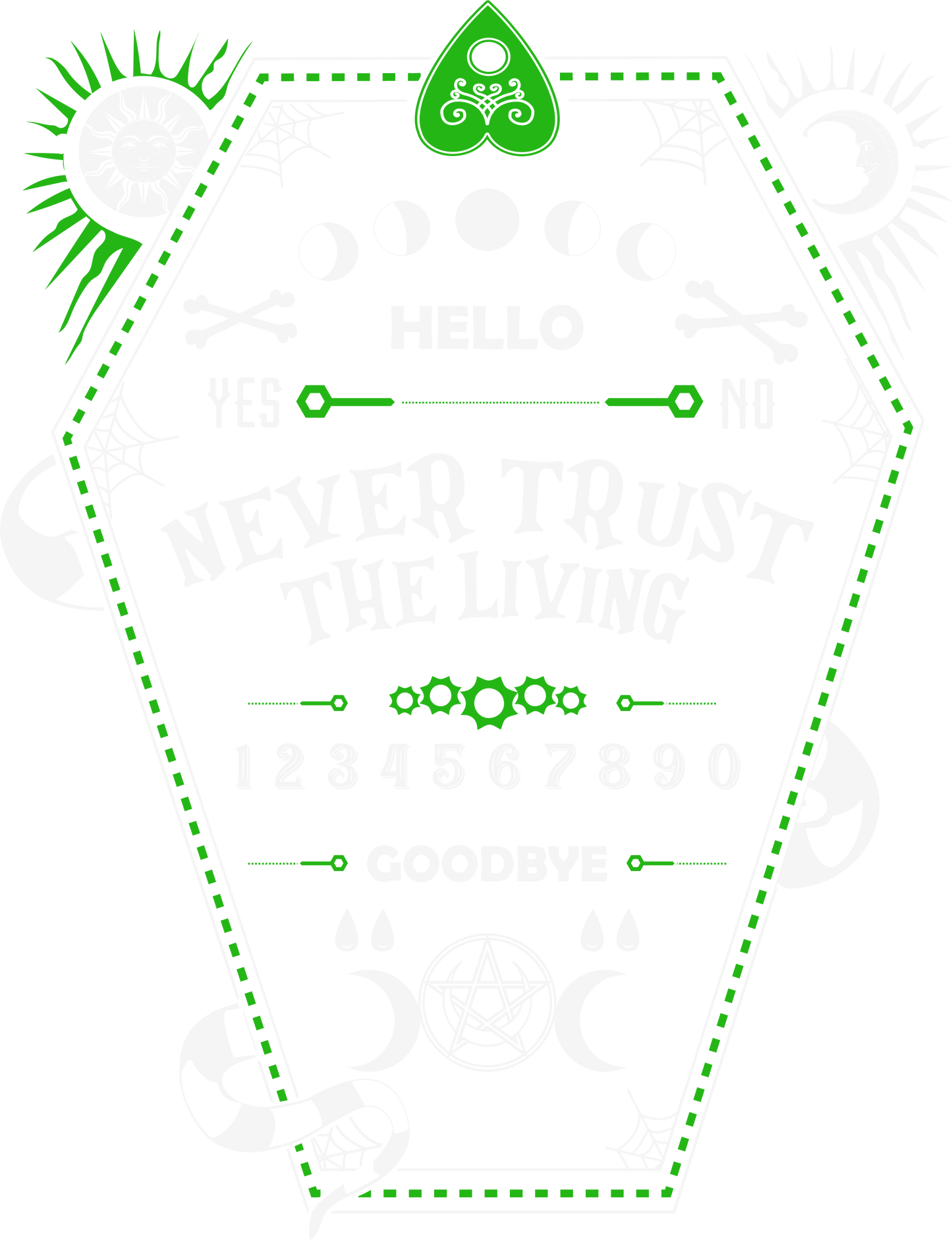 Gothic coffin-shaped Ouija board Design DTF
