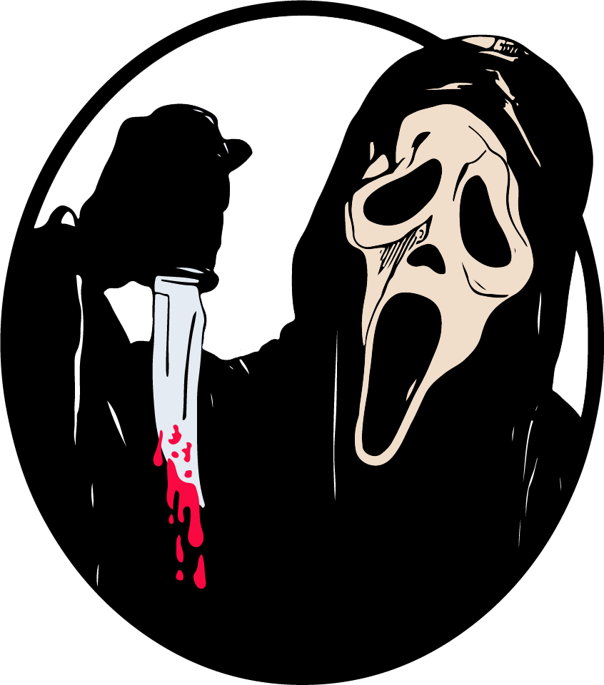 Ghostface Bloody Knife DTF Transfer | Scream Horror Movie Design | Scary Halloween Print | Spooky Slasher Shirt for Horror Fans