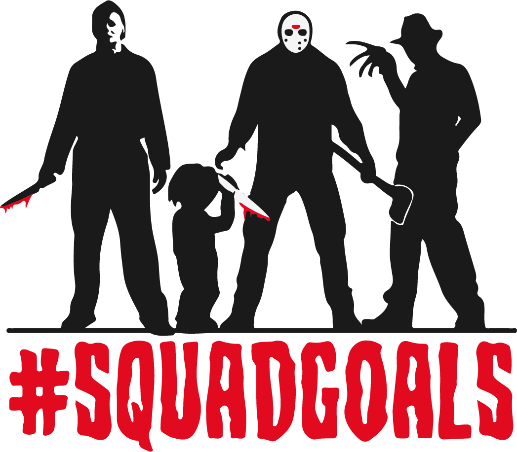 #SquadGoals Horror Movie DTF Transfer | Michael Myers Jason Freddy Ghostface Design | Spooky Slasher Halloween Shirt Print