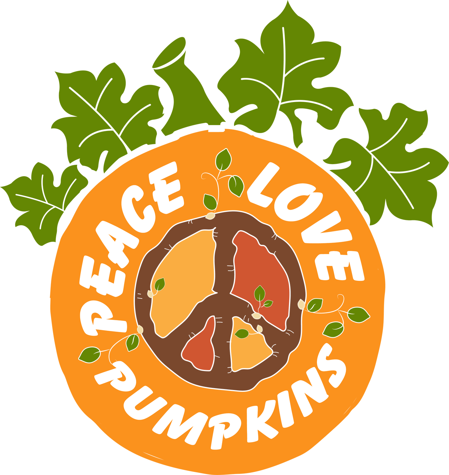 Peace Love Pumpkins DTF Transfer | Fall Pumpkin Patch Shirt Print | Autumn Thanksgiving Design | Cute Retro Halloween DTF Print