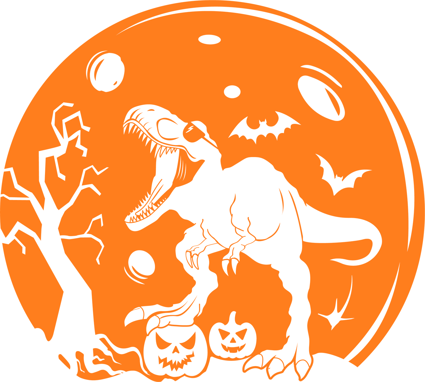 Halloween T-Rex Moon DTF Transfer | Spooky Dinosaur Shirt Print | Roaring T-Rex Halloween Design | Kids & Adult Fall DTF Print