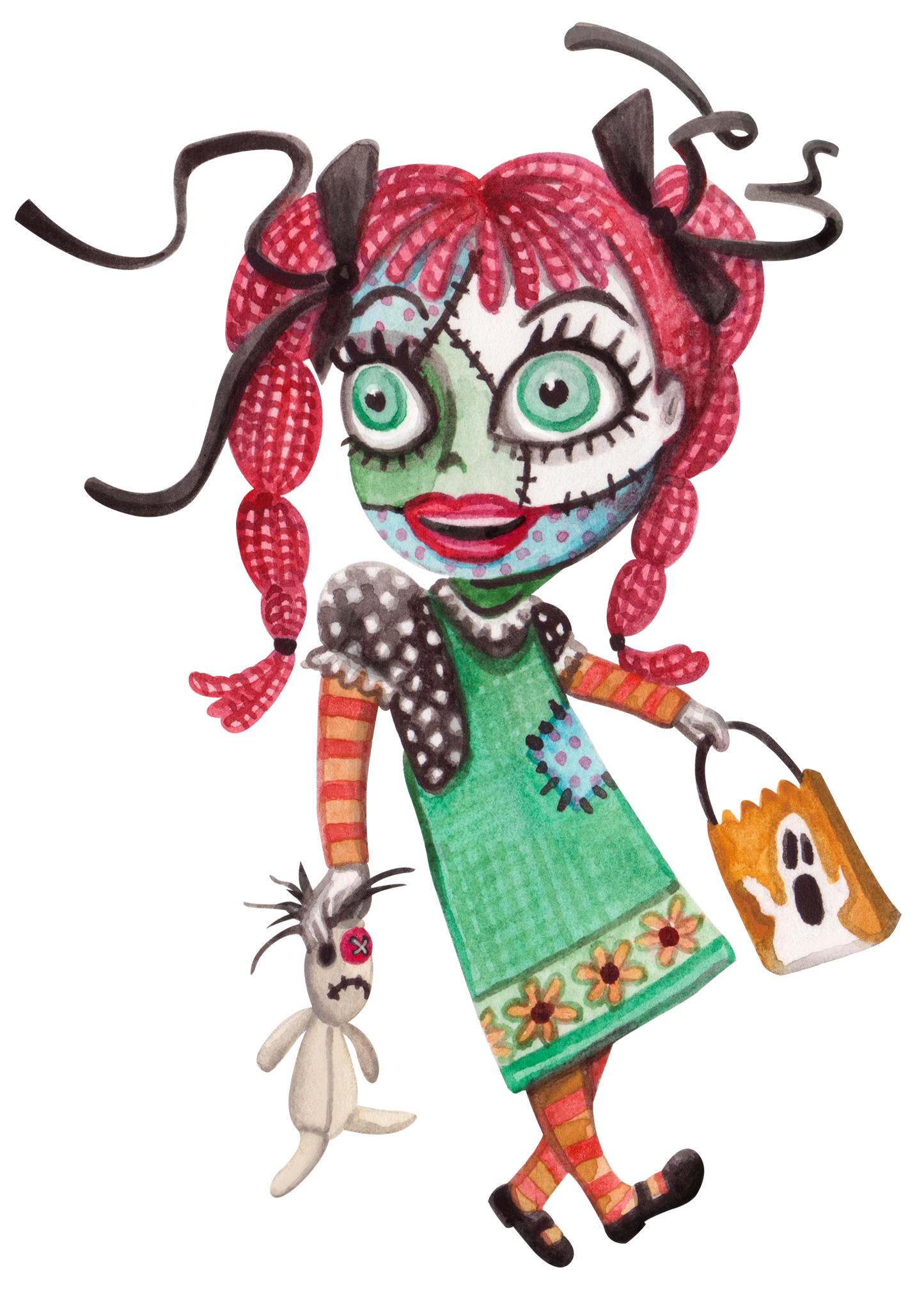 Spooky Rag Doll DTF Transfer | Creepy Cute Halloween Shirt Print | Trick or Treat Design | Gothic Fall Boutique Sweatshirt Graphic