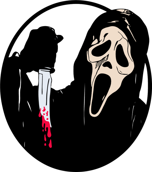 Ghostface Bloody Knife DTF Transfer | Scream Horror Movie Design | Scary Halloween Print | Spooky Slasher Shirt for Horror Fans