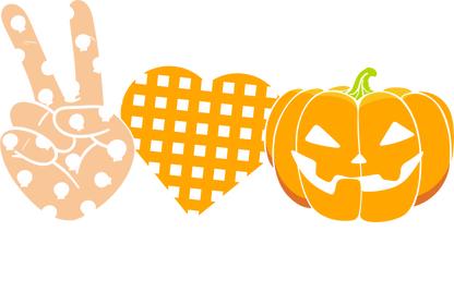 Peace Love Halloween DTF Transfer | Cute Pumpkin Fall Shirt Print | Spooky Season Design | Halloween Jack O’ Lantern DTF Print