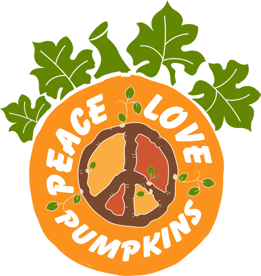 Peace Love Pumpkins DTF Transfer | Fall Pumpkin Patch Shirt Print | Autumn Thanksgiving Design | Cute Retro Halloween DTF Print