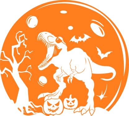 Halloween T-Rex Moon DTF Transfer | Spooky Dinosaur Shirt Print | Roaring T-Rex Halloween Design | Kids & Adult Fall DTF Print