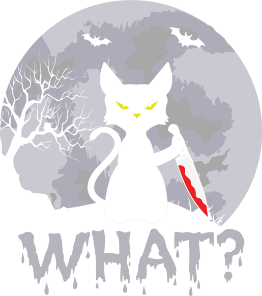Black Cat Knife Halloween DTF Transfer | Funny Spooky Shirt Print | Bloody Knife Cat Design | Creepy Moon & Bats Halloween DTF