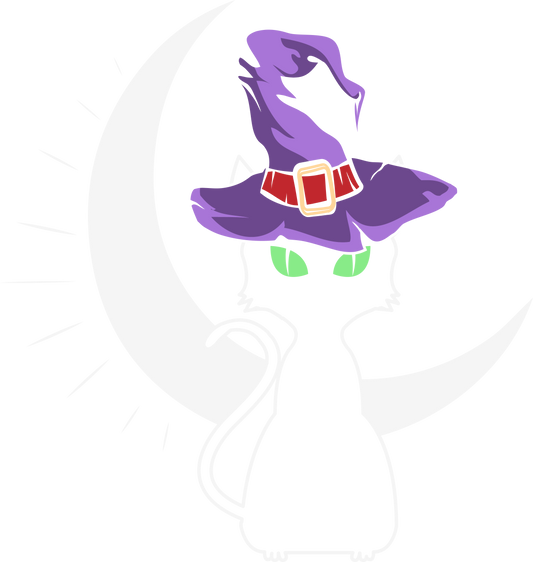 Black Cat Witch DTF Transfer | Crescent Moon Halloween Design | Spooky Cute Witchy Shirt Print | DIY Boutique Apparel