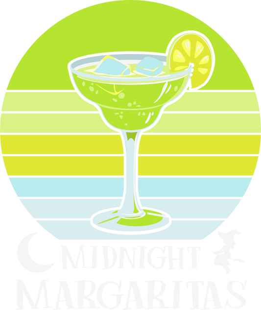 Midnight Margaritas DTF Transfer | Halloween Witchy Cocktail Shirt Print | Spooky Drinking Party Design | Retro Bar Night Apparel